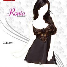 لباس خواب حریر و دانتل گلدار کوتاه+شورت لامبادا RONIA (کد:R999)